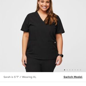 Figs Black Relaxed Boxy Short Sleeve T-Shirt size Large